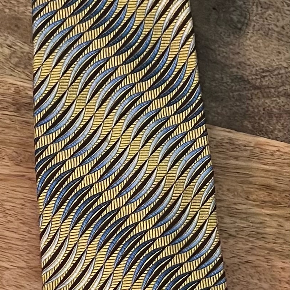 JOS A. BANK MEN’S YELLOW, BROWN, & LIGHT BLUE 100% SILK NECKTIE/PRE-OWNED/RARE!!